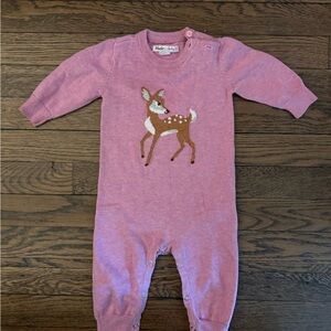 Hatley 0-3m Pink Deer Knit Baby One Piece